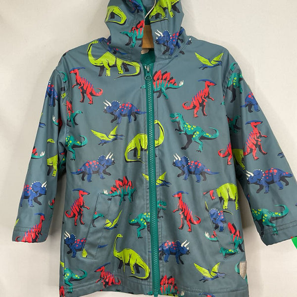 Size 4: Hatley Blue/Colorful DinosTerry Cloth Lined Rain Coat