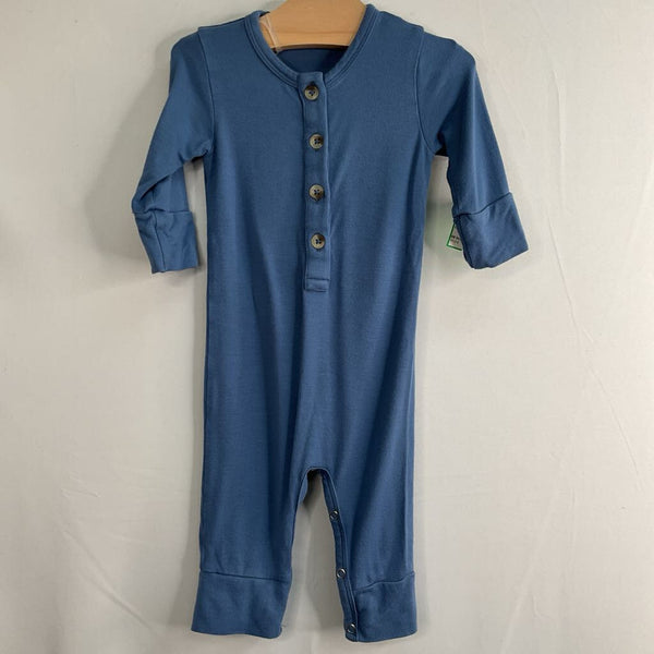Size 0-3m: Kate Quinn Blue Bamboo Snap-Up Romper