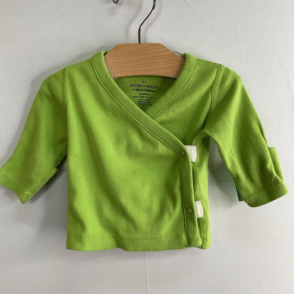 Size NB: Hanna Andersson Bright Green Side Snap Long Sleeve Shirt