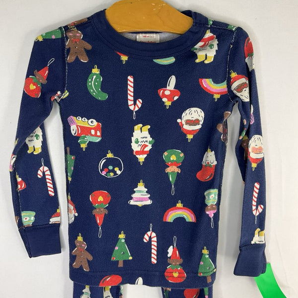 Size 2 (85): Hanna Andersson Blue/Colorful Ornaments Organic Cotton 2pc PJs