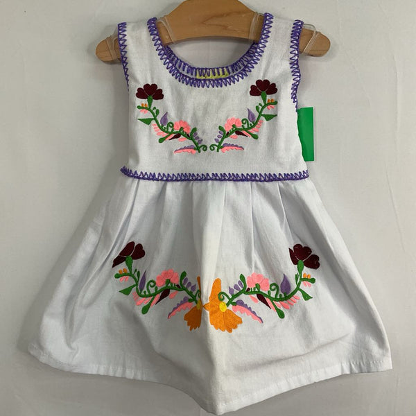 Size 12m: Franks White/Colorful Floral Embroidered Sleeveless Dress