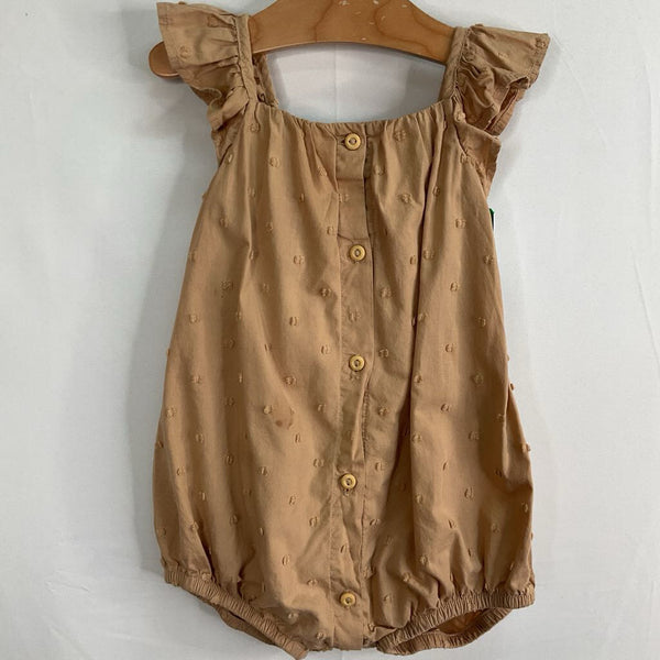 Size 9m: H&M Brown Textured Ruffle Trim Shorty Romper