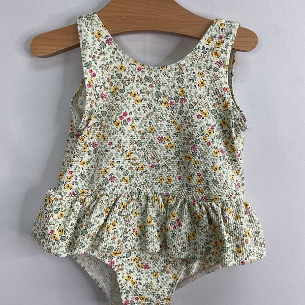 Size 9-12m: H&M Green/Yellow/Pink Floral 1pc Swim Suit