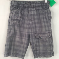 Size 8: Tea Grey Plaid Cargo Shorts
