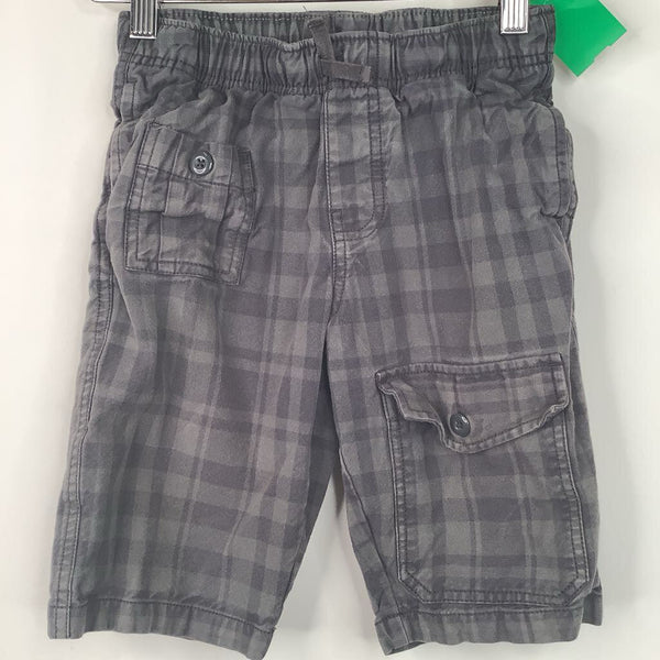 Size 8: Tea Grey Plaid Cargo Shorts