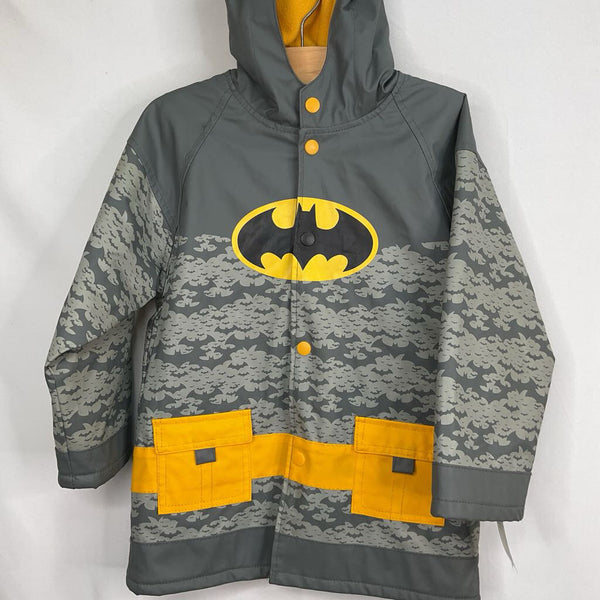 Size 4: Western Chief Grey/Yellow Batman Fleece Lined Rain Coat