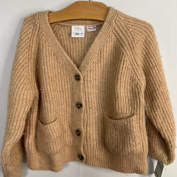 Size 18-24m: Zara Tan Chunky Knit Button-Up Sweater