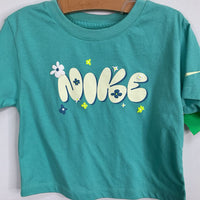 Size 3-4: Nike Blue/Green Floral Logo T-Shirt