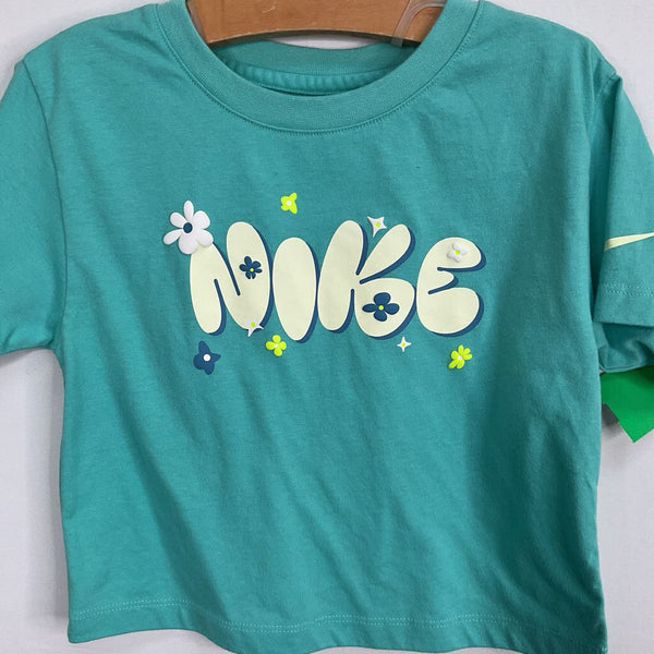 Size 3-4: Nike Blue/Green Floral Logo T-Shirt