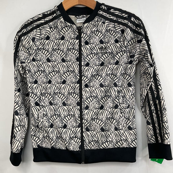 Size 8-10: Adidas Black/White Zebras Velour Track Jacket