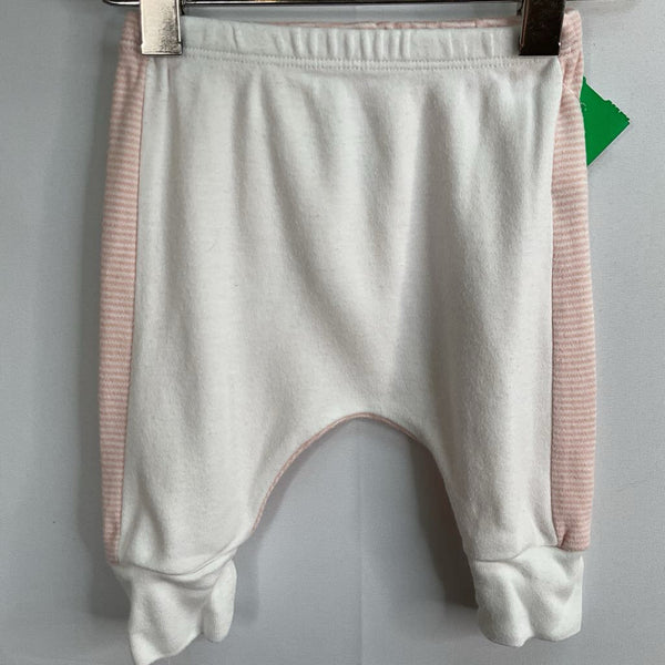 Size NB: Mori White/Pink Striped Bamboo/Organic Cotton Cozy Pants