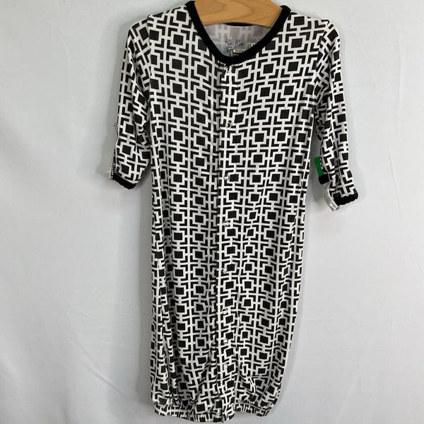 Size 3-6m: Kickee Pants Black/White Geo Print Bamboo Nighty