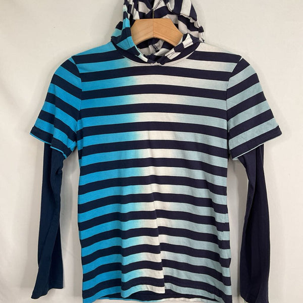 Size 10: Rockets of Awesome Blue/White Striped Hooded Long Sleeve Shirt