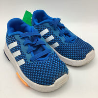 Size 5: Adidas Blue/White Pull-On Sneakers
