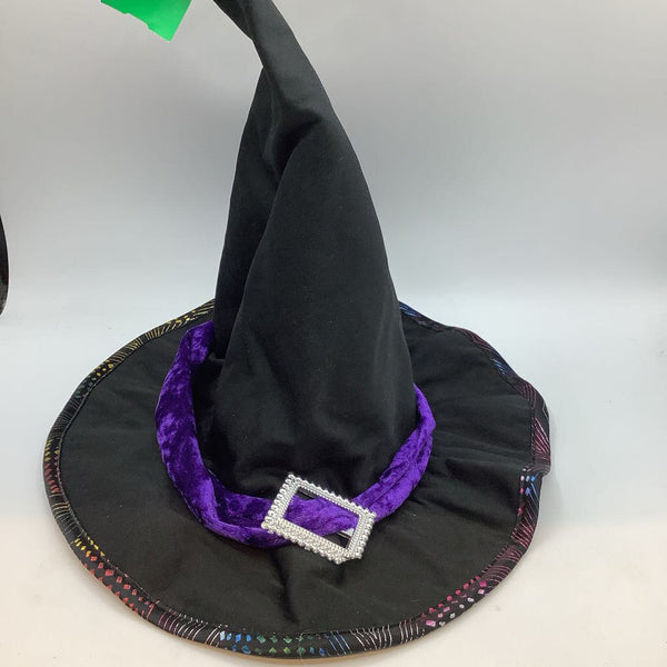 Black/Rainbow Trim Witch Hat
