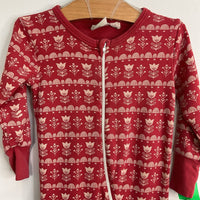 Size 2: Parade Red/White Floral 1pc Zip-Up PJs