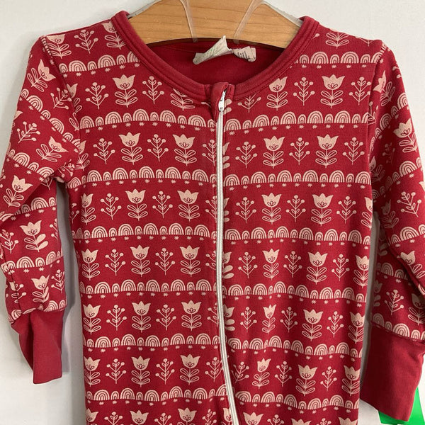 Size 2: Parade Red/White Floral 1pc Zip-Up PJs