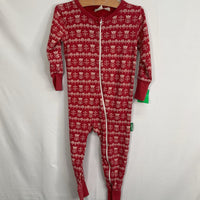 Size 2: Parade Red/White Floral 1pc Zip-Up PJs