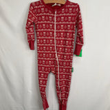 Size 2: Parade Red/White Floral 1pc Zip-Up PJs