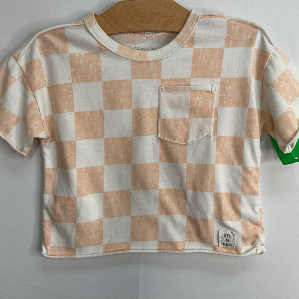 Size 3: Grayson Collective White/Pink Checkered T-Shirt