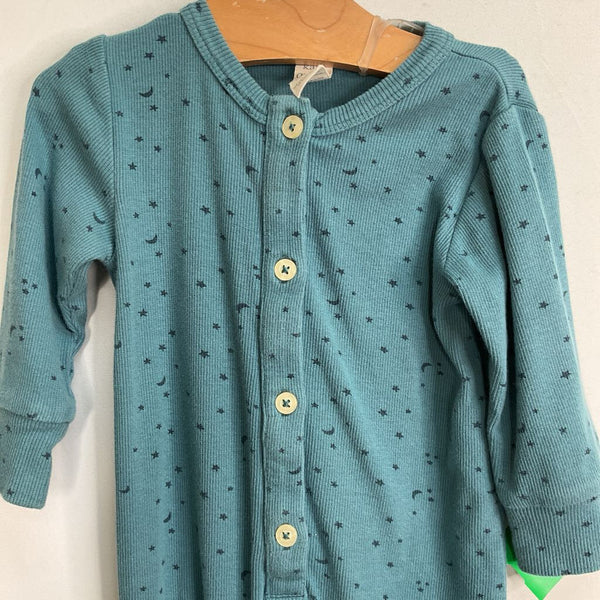 Size 12-18m: Kate Quinn Blue Stars Ribbed Snap-Up Romper