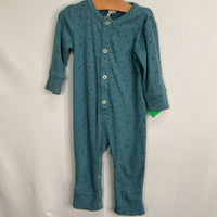 Size 12-18m: Kate Quinn Blue Stars Ribbed Snap-Up Romper