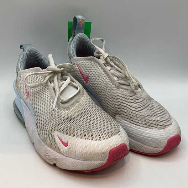 Size 2Y: Nike Air 270 White/Blue/Pink Trim Lace-Up Sneakers