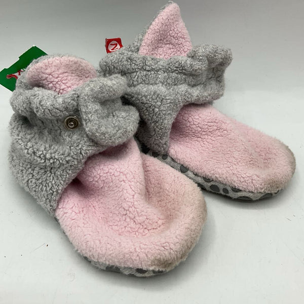 Size 24m: Zutano Pink/Gray Fleece/Slip Resistant Bootie Slippers
