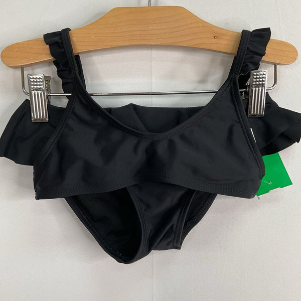 Size 6: Black Ruffle Trim 2pc Swim Suit