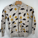 Size 8-9: Mini Rodini Creme Rats & Cheese Print Zip-Up Hoodie-REDUCED