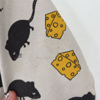 Size 8-9: Mini Rodini Creme Rats & Cheese Print Zip-Up Hoodie-REDUCED