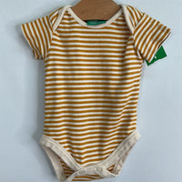 Size 3-6m: Little Green Radicals Yellow Striped Onesie