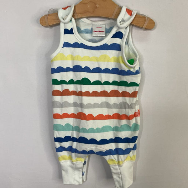 Size NB: Hanna Andersson White/Rainbow Print Overalls