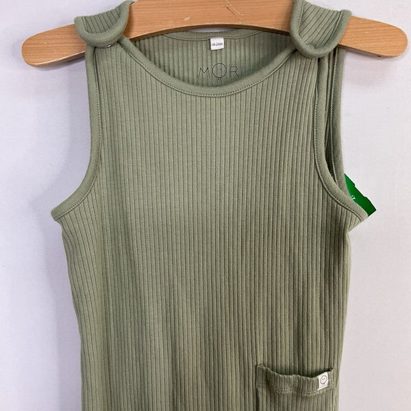 Size 18-24m: Mori Green Ribbed Overalls