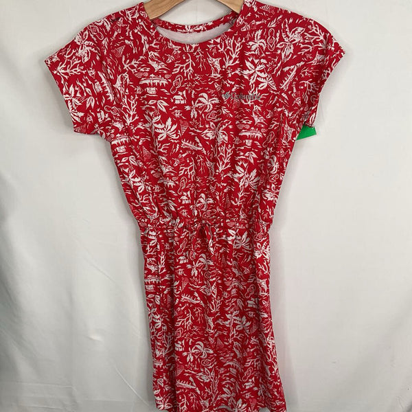 Size 7-8: Columbia Red/White Tropical Print Dress