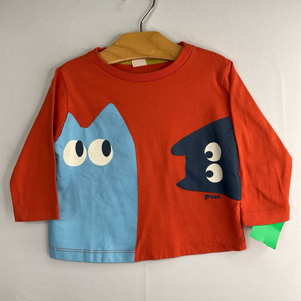 Size 12-18m: Green Orange/Blue Cats T-Shirt