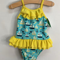 Size 9m: Circo Blue/Yellow Sailboats 1pc Swimsuit