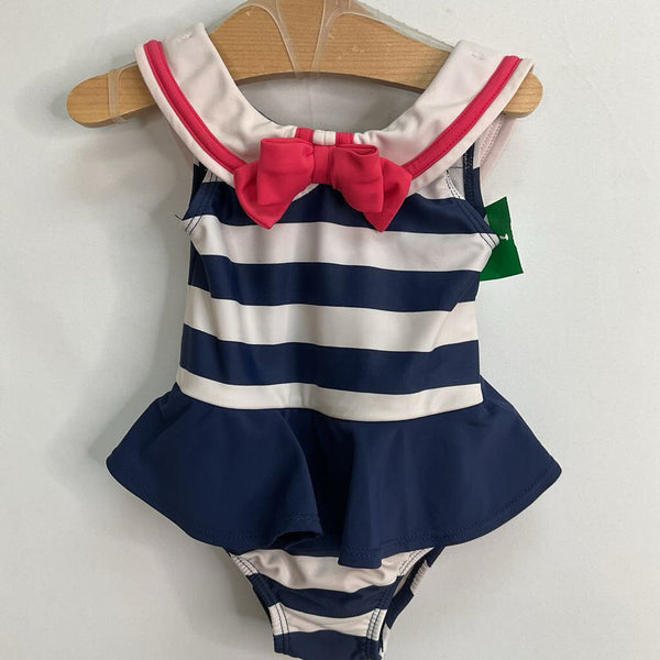 Size 6-12m: Gymboree Navy/White/Pink Stripes 1pc Swimsuit
