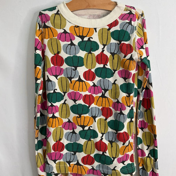 Size 10 (140): Hanna Andersson White/Colorful Pumpkins Organic Cotton 2pc PJs