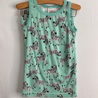 Size 6-7 (120): Hanna Andersson Blue/White/Black Zebras Organic Cotton 2pc Shorty Tank PJs REDUCED