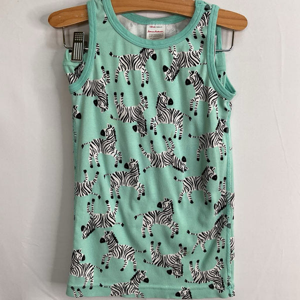 Size 6-7 (120): Hanna Andersson Blue/White/Black Zebras Organic Cotton 2pc Shorty Tank PJs REDUCED