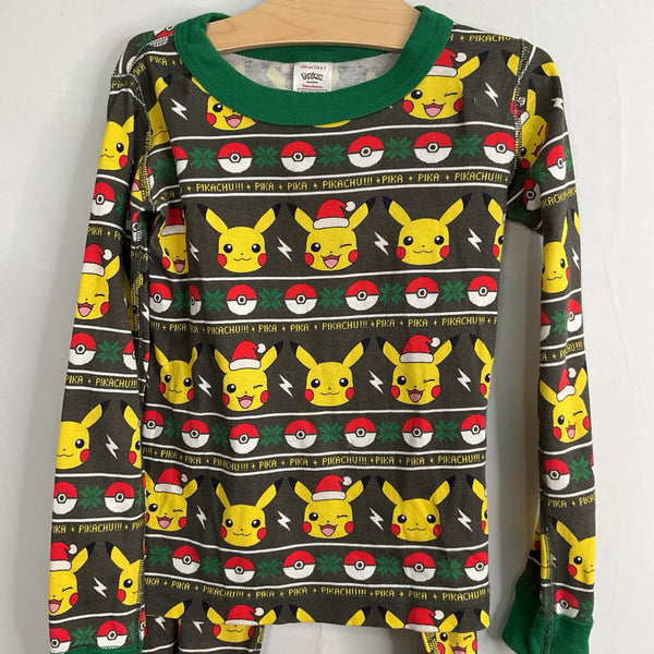 Size 6-7 (120): Hanna Andersson Grey/Yellow Pokemon Organic Cotton 2pc PJs