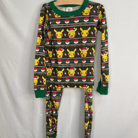 Size 6-7 (120): Hanna Andersson Grey/Yellow Pokemon Organic Cotton 2pc PJs