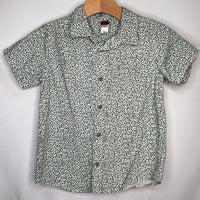 Size 8: Tea White/Blue/Grey Floral Short Sleeve Button-Up Shirt