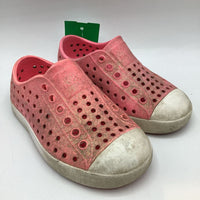 Size 7: Native Pink Sparkle Perforated Slip-On Shoes REDUCED