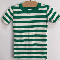 Size 4 (100): Hanna Andersson Green/White Striped Organic Cotton 2pc Shorty PJs
