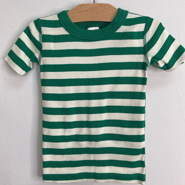 Size 4 (100): Hanna Andersson Green/White Striped Organic Cotton 2pc Shorty PJs