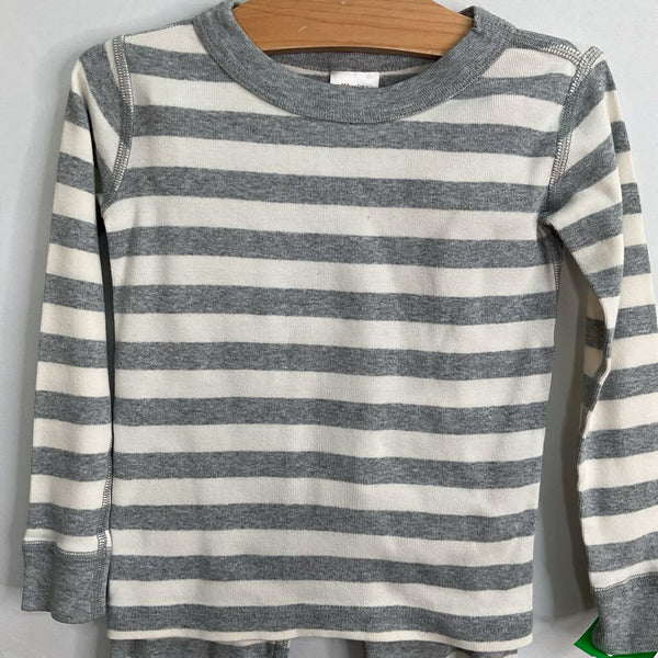 Size 4 (100): Hanna Andersson Grey/White Striped Organic Cotton 2pc PJs