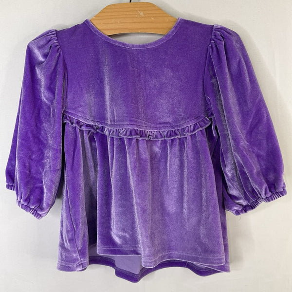 Size 4: Pink Chicken Purple Velour Ruffle Trim Blouse