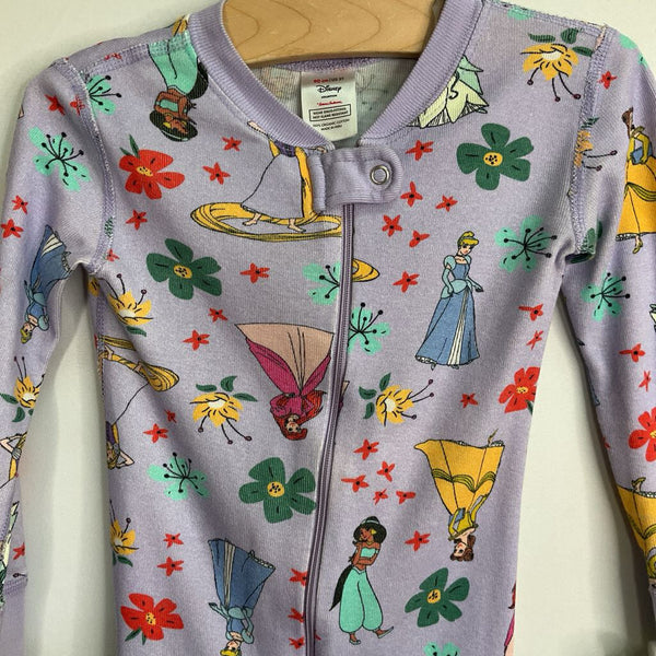 Size 3 (90): Hanna Andersson Purple/Colorful Disney Princesses 1pc Zip-Up Pjs